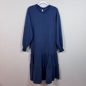 Nap Loungewear Sweatshirt Midi Dress  Navy Blue Oversized Scandi Cozycore S $228